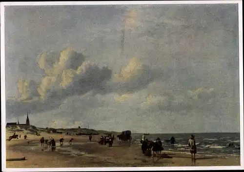 Sammelbild Die Malerei des Barock, Adriaen van de Velde, Strand bei Scheveningen
