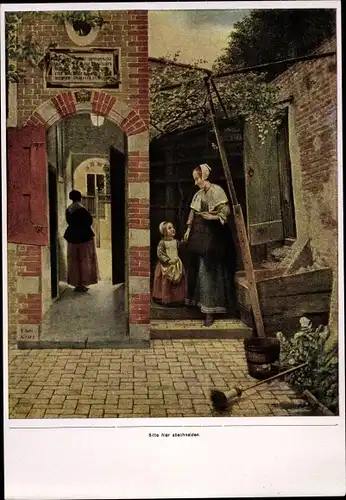 Sammelbild Die Malerei des Barock, Pieter de Hooch, Hof eines holländischen Hauses