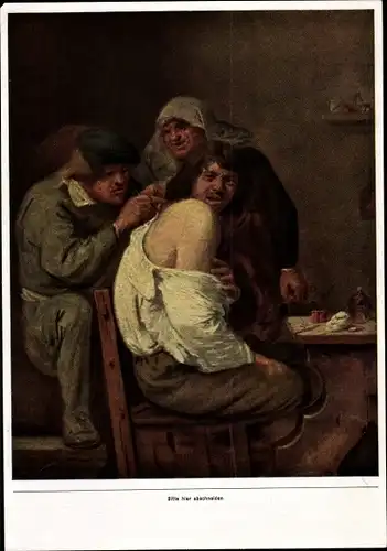 Sammelbild Die Malerei des Barock, Adriaen Brouwer, Operation am Rücken