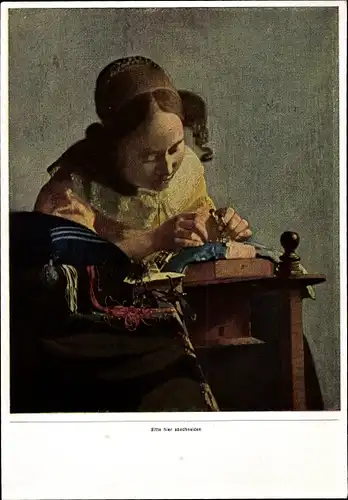 Sammelbild Die Malerei des Barock, Jan Vermeer, Spitzenklöpplerin