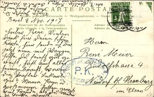 Präge Briefmarken Wappen Ak Bâle Basel Stadt Schweiz, Stadtansicht