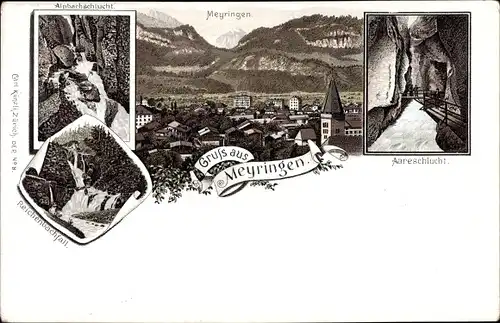 Litho Meyringen Meiringen Kanton Bern, Alpbachschlucht, Aareschlucht, Reichenbachfall