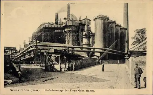 Ak Neunkirchen im Saarland, Hochofenanlage der Firma Gebr. Stumm.