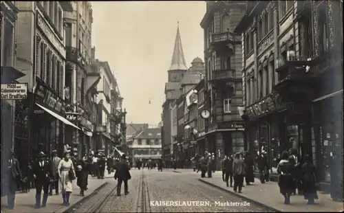Ak Kaiserslautern in Rheinland Pfalz, Marktstraße, Passanten, Geschäfte