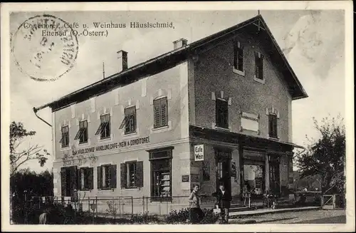 Ak Ettenau Ostermiething Oberösterreich, Conditorei Cafe und Weinhaus Häuslschmid