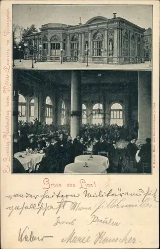 Ak Linz an der Donau Oberösterreich, Volksgarten, Ein Sonntagnachmittag beim Militär Concerte