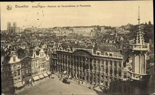 Ak Bruxelles Brüssel, Grand'Place, Maisons de Corporations et Panorama