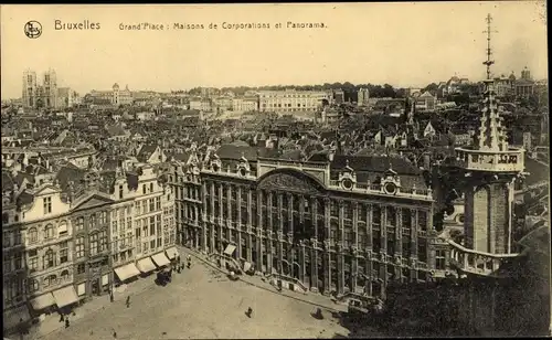 Ak Bruxelles Brüssel, Grand'Place, Maisons de Corporations et Panorama