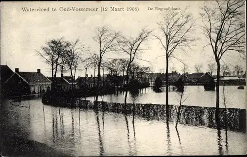 Ak Oud Vossemeer Niederlande, Begraafplaats, Watervloed 12 März 1906