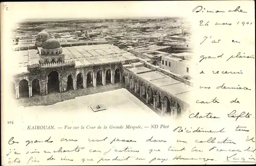 Ak Kairouan Tunesien, Vue sur la Cour de la Grande Mosquee