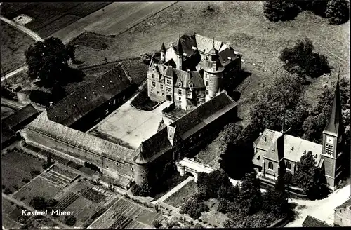 Ak Mheer Limburg Niederlande, Kasteel, Kirche, Luftaufnahme