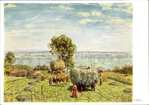 Künstler Ak Dieter, Hans, Heuernte am Bodensee