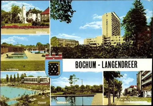 Ak Langendreer Bochum im Ruhrgebiet, Ostpark, Ehrenmal, Volkspark, Alte Bahnhofstraße