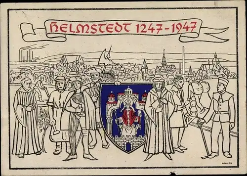 Ak Helmstedt in Niedersachsen, 1247-1947, Stadtrechte, Wappen