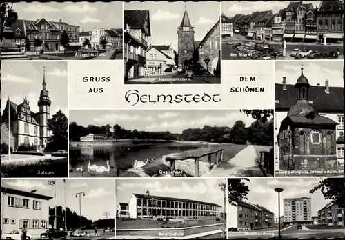 Ak Helmstedt in Niedersachsen, Albrechtsplatz, Juleum, Zonengrenze, Hausmannsturm, Maschsiedlung