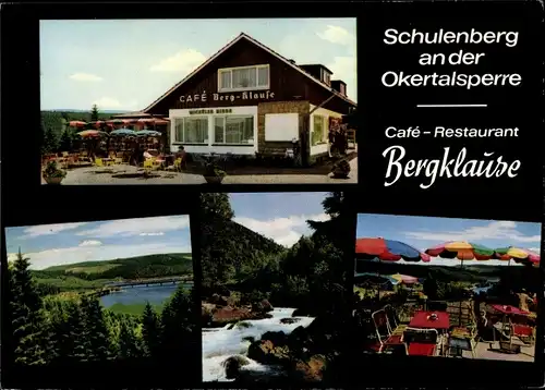 Ak Schulenberg Clausthal Zellerfeld im Oberharz, Okertalsperre, Cafe-Restaurant Bergklause, Panorama