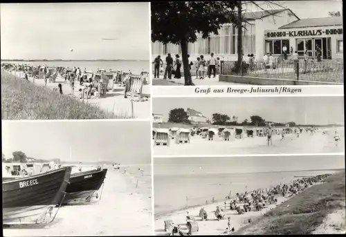 Ak Juliusruh Breege auf Rügen. Kurhaus, Strand, Boote