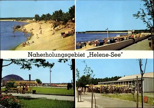 Ak Frankfurt an der Oder, Naherholungsgebiet Helene-See, Promenade, Strand, Terrasse, Badegäste