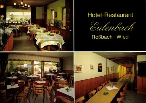 Ak Roßbach Rossbach an der Wied, Hotel-Restaurant Eulenbach, Kegelbahn