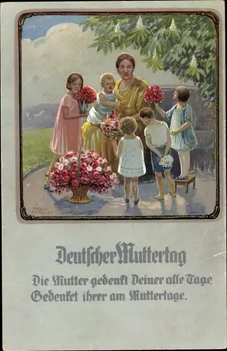 Passepartout Künstler Ak Deutscher Muttertag, Die Mutter gedenkt Deiner alle Tage...