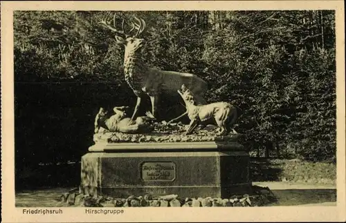 Ak Friedrichsruh Aumühle im Herzogtum Lauenburg, Denkmal Hirschgruppe