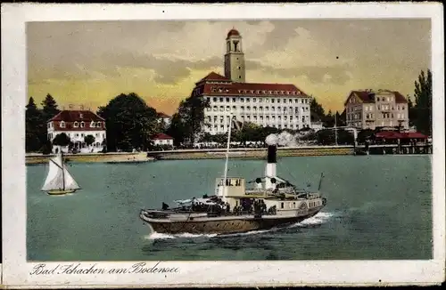 Ak Bad Schachen Lindau am Bodensee Schwaben, Turm, Dampfschiff