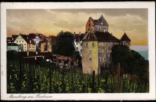 Ak Meersburg am Bodensee, Teilansicht des Ortes, Burg