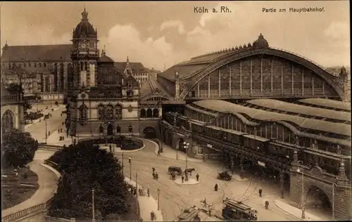 Ak Köln am Rhein, Partie am Hauptbahnhof,  Dom