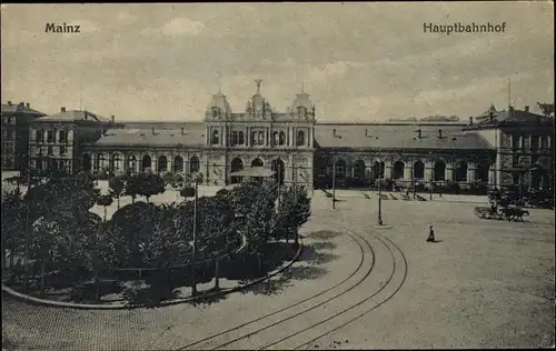 Ak Mainz, Hauptbahnhof, Straßenbahnschienen