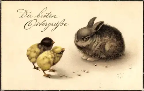 Ak Glückwunsch Ostern, Osterhase, Küken