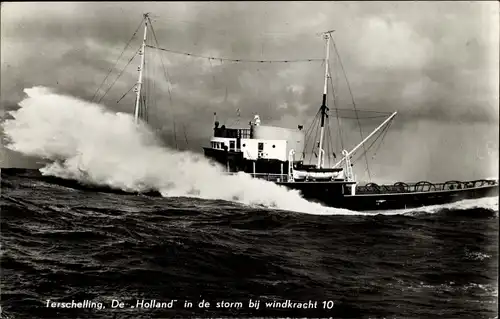 Ak Terschelling Friesland Niederlande, Schlepper Holland im Sturm
