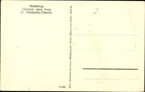 Ak Hamburg, Hafenansicht von St. Michaelis-Kirche aus, Dampfer, Schiffe