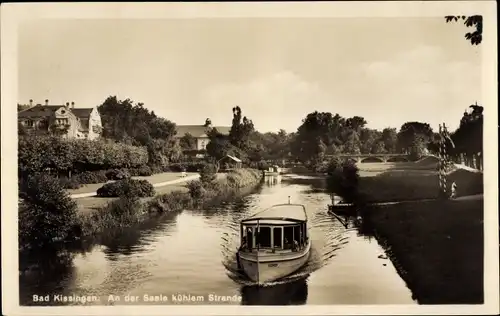 Ak Bad Kissingen Unterfranken Bayern, An der Saale kühlem Strande, Schiff