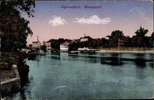 Ak Schweinfurt in Unterfranken Bayern, Mainpartie, Panorama