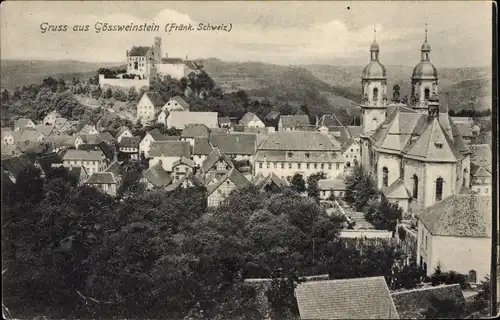 Ak Gößweinstein in Oberfranken, Panorama, Kirche, Burg