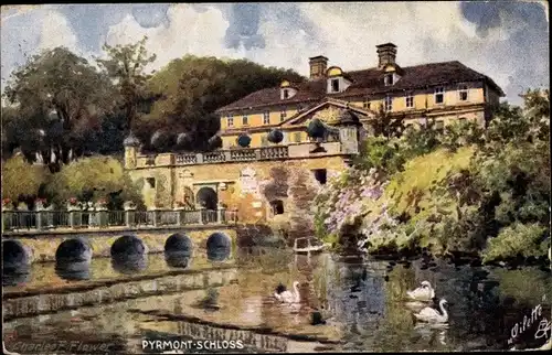 Künstler Ak Flower, Charles F., Bad Pyrmont in Niedersachsen, Schloss, Brücke, Tuck 697