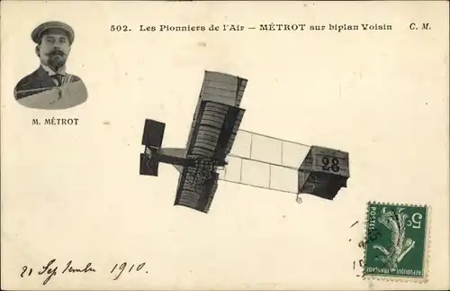Ak Aviation, Les Pionniers de l'Air, Métrot sur biplan Voisin