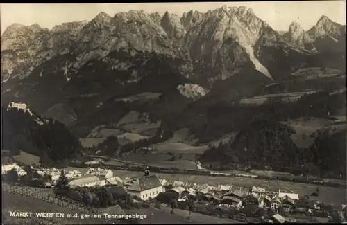 Ak Werfen in Salzburg, Panorama mit Tennengebirge