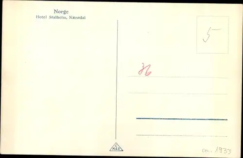 Ak Stalheim Norwegen, Hotel im Nærødal