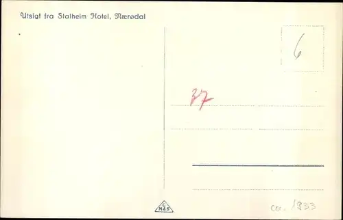 Ak Stalheim Norwegen, Hotel, Aussicht ins Nærødal