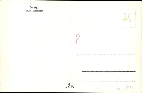 Ak Romsdalen Norwegen, Blick auf das Romsdalshorn