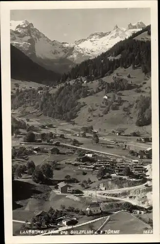 Ak Kanton Graubünden, Landschau gegen Sulzfluh und 3 Türme