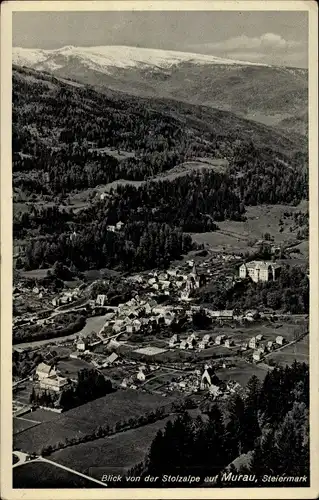 Ak Murau Steiermark, Blick von der Stolzalpe auf den Ort