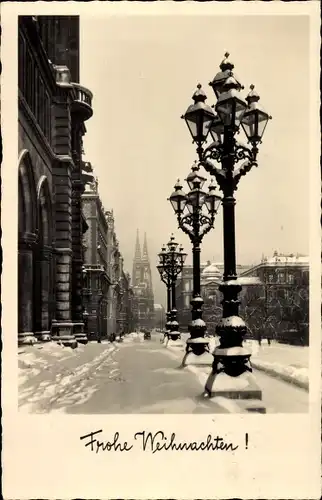 Ak Wien 1 Innere Stadt, Blick zur Votivkirche, Frohe Weihnachten, Winter