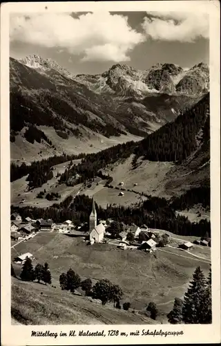 Ak Mittelberg im Kleinwalsertal Vorarlberg, Panoramamblick mit Schafalpgruppe