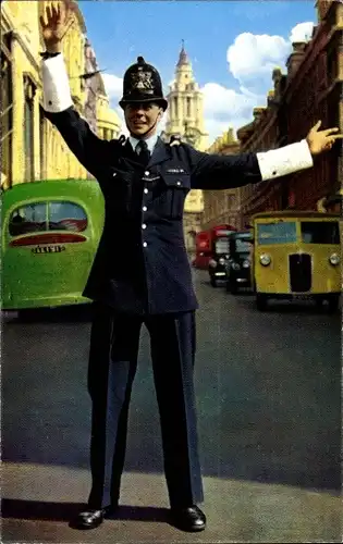 Ak London City England, Policeman on Duty in Ludgate Hill, Verkehrspolizist