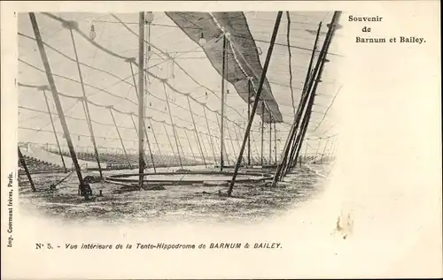 Ak Souvenir de Barnum et Bailey, Vue interieure de la Tento-Hippodrome