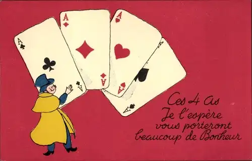 Ak Spielkarten, Ces 4 As, 4 Asse
