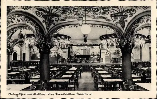 Ak Dresden, Blick in den Augustiner Keller, Säulen, Bar