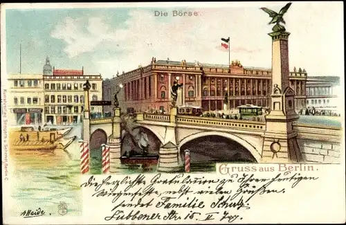 Künstler Litho Heide, A., Berlin Mitte, Friedrichsbrücke, Börse